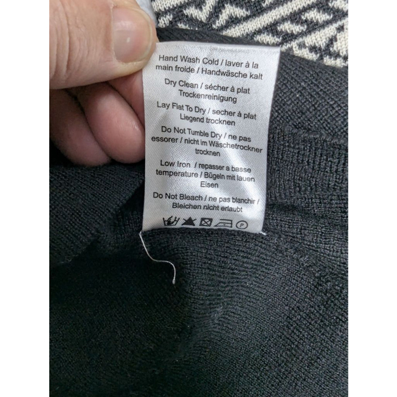 Women's Krimson Klover Black & White Fair Isle Wool Sweater M - Picture 7 of 9